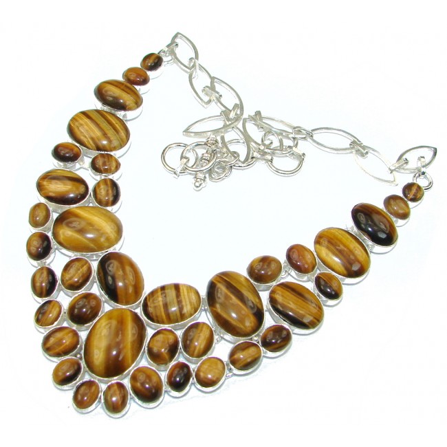 Natural Beauty! AAA Brown Tigers Eye Sterling Silver necklace