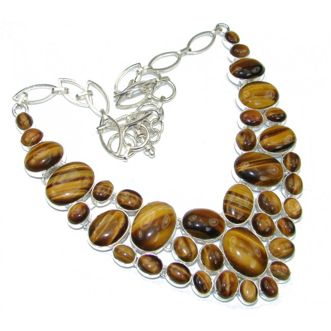Natural Beauty! AAA Brown Tigers Eye Sterling Silver necklace