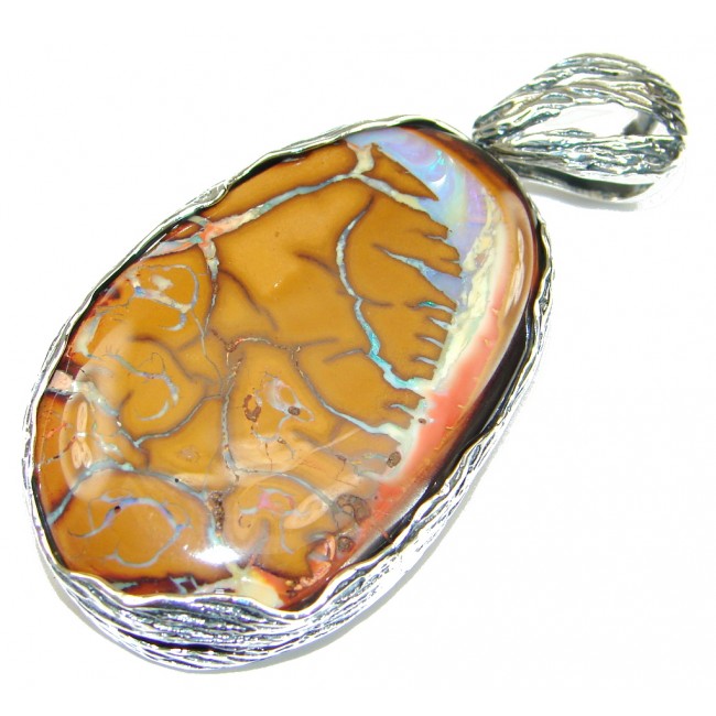 Top Quality AAA+ Australian Boulder Opal Sterling Silver Pendant