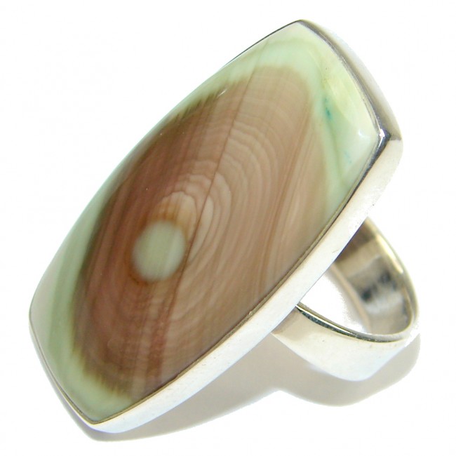 Amazing Green Imperial Jasper Sterling Silver Ring s. 8