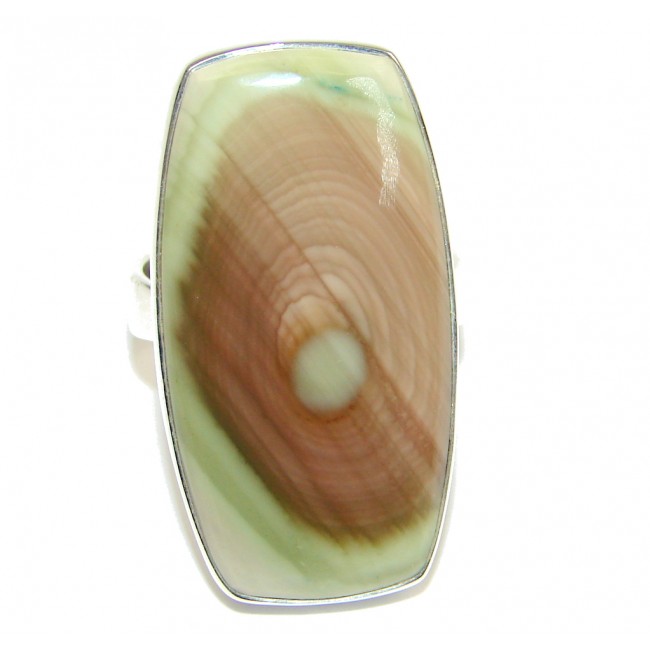 Amazing Green Imperial Jasper Sterling Silver Ring s. 8