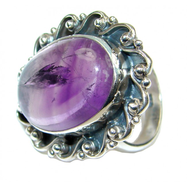 Natural! AAA Purple Amethyst Sterling Silver Ring s. 9 1/2