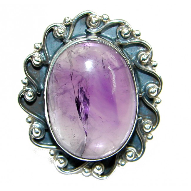 Natural! AAA Purple Amethyst Sterling Silver Ring s. 9 1/2