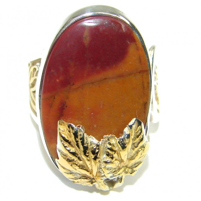 Beautiful! Mookaite Gold Plated Sterling Silver Ring s. 7 adjustable