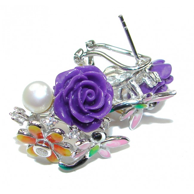 Garden Design! Purple Pearl Mass Sterling Silver earrings
