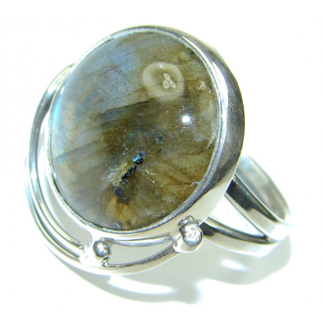 Amazing! AAA Labradorite Sterling Silver Ring s. 9 - Adjustable