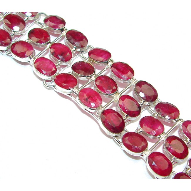 Natural Beauty! Pink Ruby Sterling Silver Bracelet