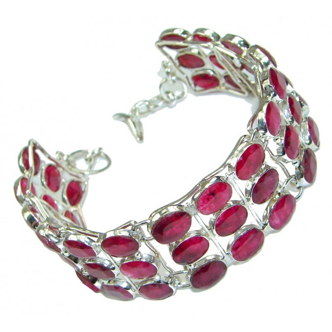 Natural Beauty! Pink Ruby Sterling Silver Bracelet