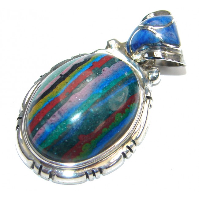 Precious Blue Rainbow Calsilica Sterling Silver Pendant