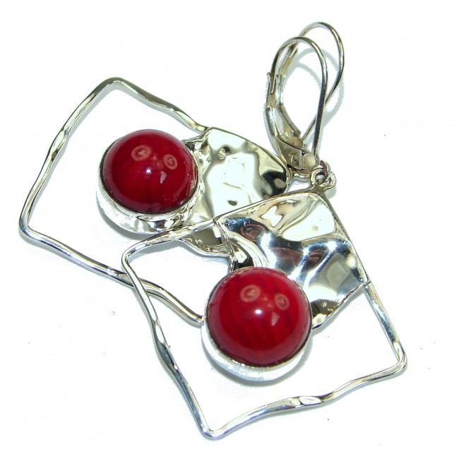 Lovely! Red Fossilized Coral Sterling Silver earrings