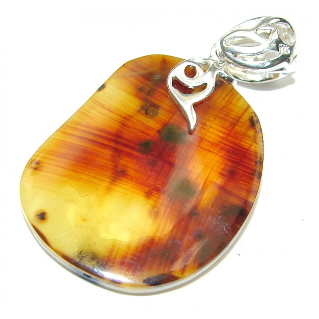 Exclusive! AAA Baltic Polish Amber Sterling Silver Pendant