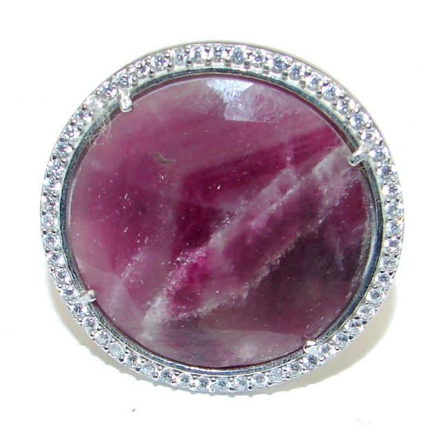 Love's Light! Untreated Pink Ruby & White Topaz Sterling Silver Ring s. 8 1/2