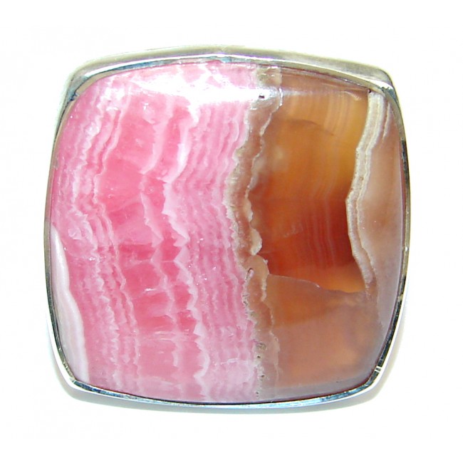 Beauty!! AAA Pink Rhodochrosite Sterling Silver ring s. 6 1/4
