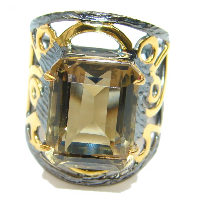 Summer Beauty! Citrine, Gold Plated, Rhodium Plated Sterling Silver Ring s. 7