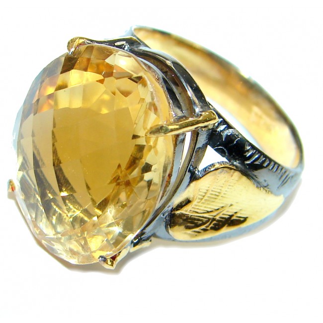 Natural Beauty! Citrine, Gold Plated, Rhodium Plated Sterling Silver Ring s. 8