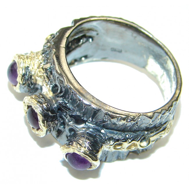 Secret Beauty! AAA Amethyst, Gold Plated, Rhodium Plated Sterling Silver ring s. 7 1/4