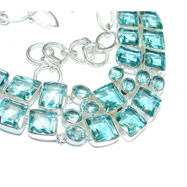 Awesome Beauty! Created Blue Topaz Sterling Silver necklace