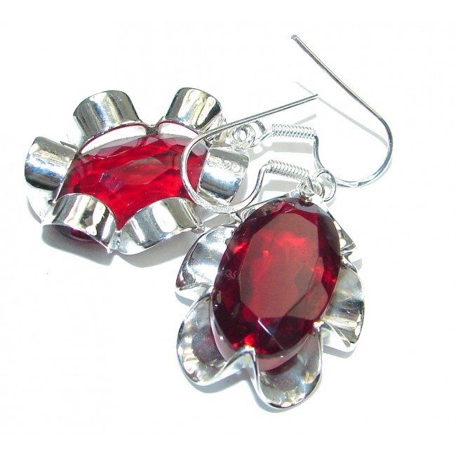 Love Power! Created Red Garnet Sterling Silver earrings