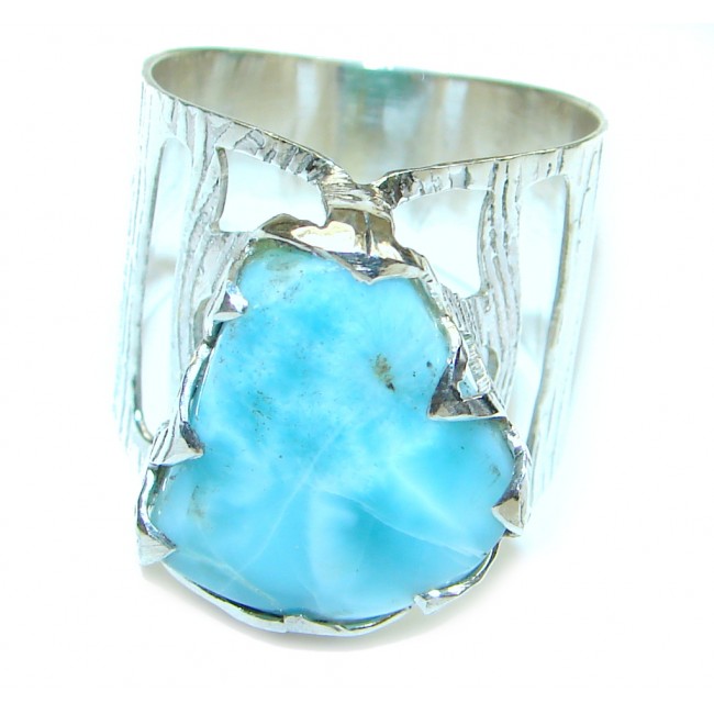 Excellent AAA Blue Larimar Sterling Silver Ring s. 11