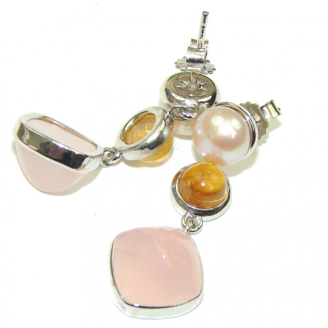 Sublime! Rose Quartz Pearl Sterling Silver earrings