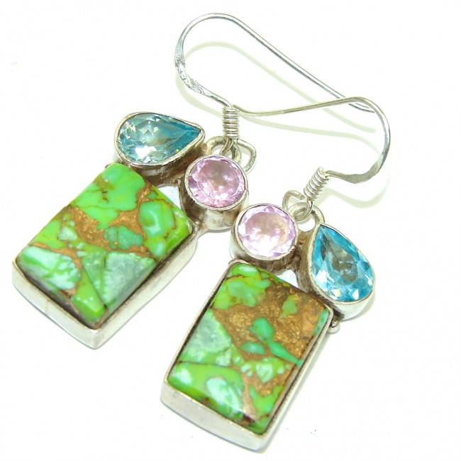 Just Perfect! Blue Copper Turquoise Sterling Silver earrings