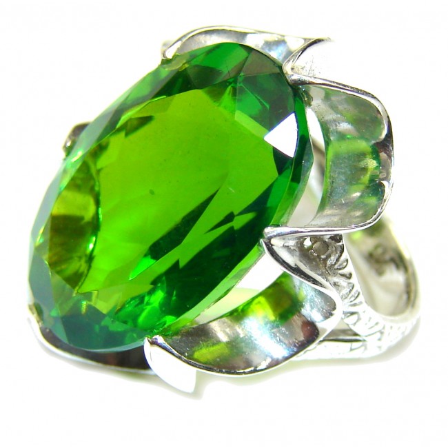 Secret Green Quartz Sterling Silver ring s. 6