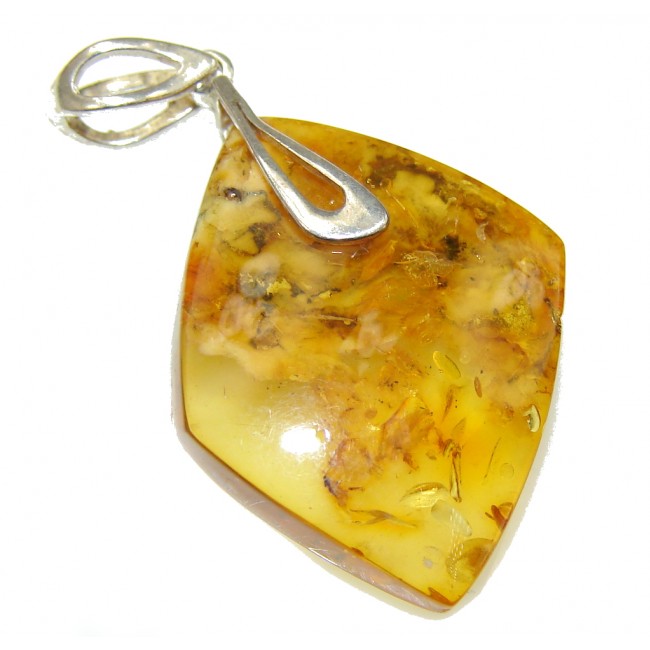 Pretty and Simple Baltic Polish Amber Sterling Silver Pendant