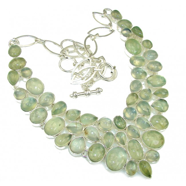 Heavenly Love AAA Green Moss Prehnite Sterling Silver necklace