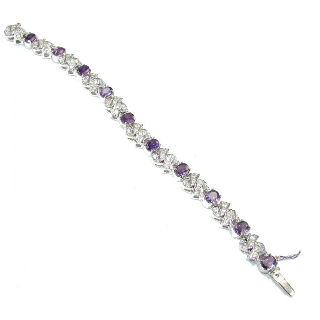 Beautiful! AAA Purple Amethyst & White Topaz Sterling Silver Bracelet