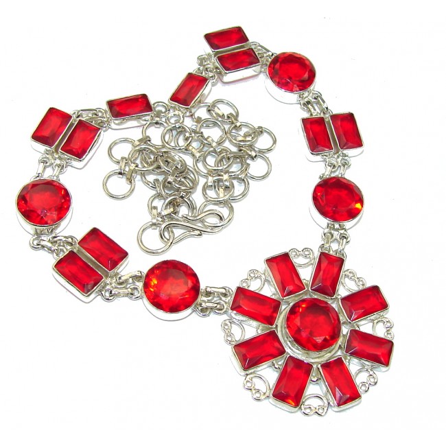 Love Power! Created Red Garnet Sterling Silver Necklace