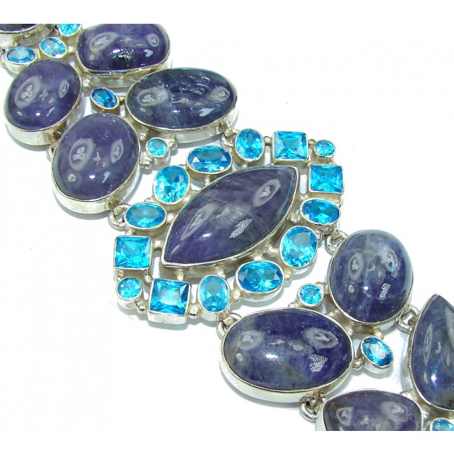 Ocean Beauty! Blue Kyanite & london Blue Topaz Sterling Silver Bracelet