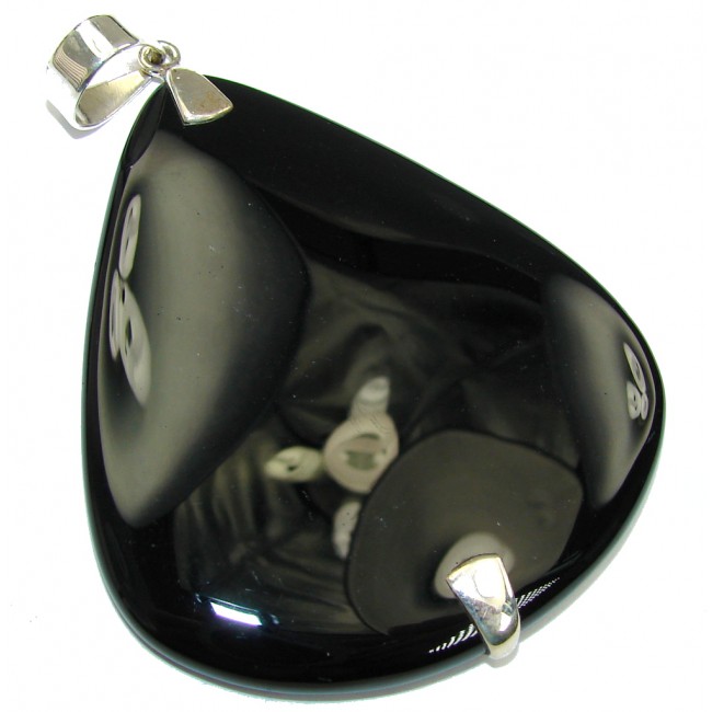 Big! Perfect AAA Black Onyx Sterling Silver Pendant