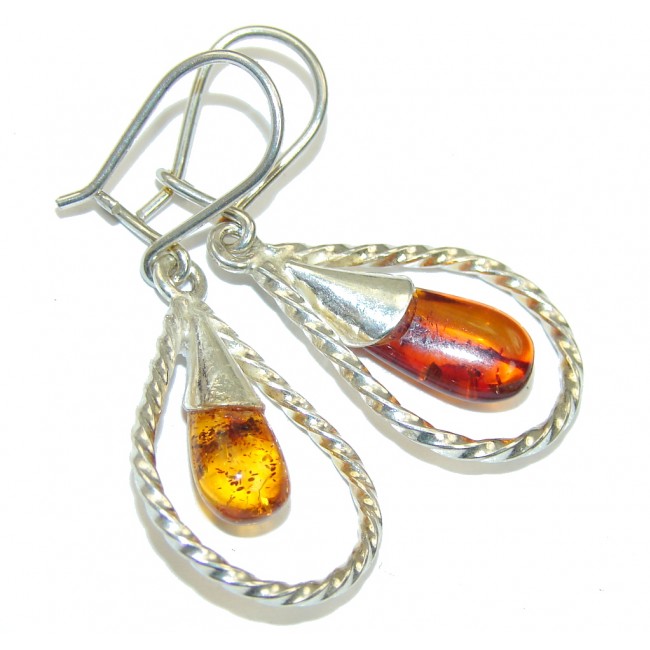 Natural Baltic Polish Amber Sterling Silver Earrings