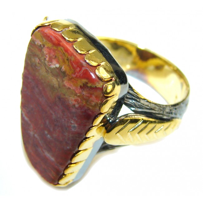 New Secret! AAA Noreena Jasper, Gold Plated, Rhodium PLated Sterling Silver Ring s. 8