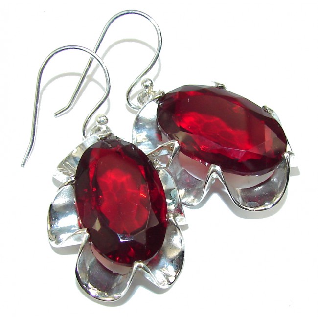 Bali Secret! Created Red Garnet Sterling Silver earrings