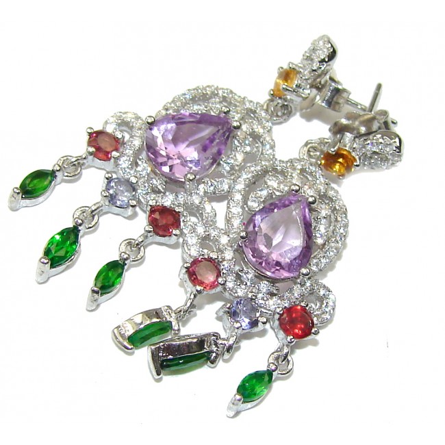Fancy Quality! Purple Amethyst Sterling Silver earrings