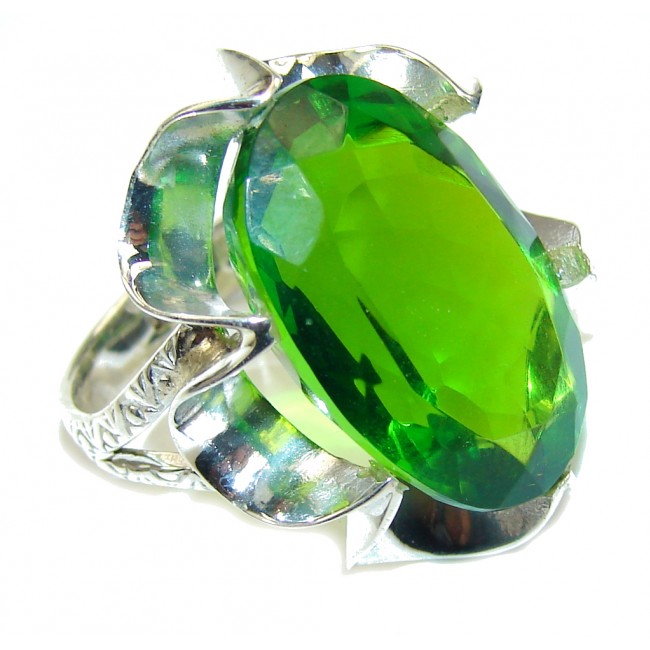 Fresh Garden! Created Green Peridot Sterling Silver Ring s. 10