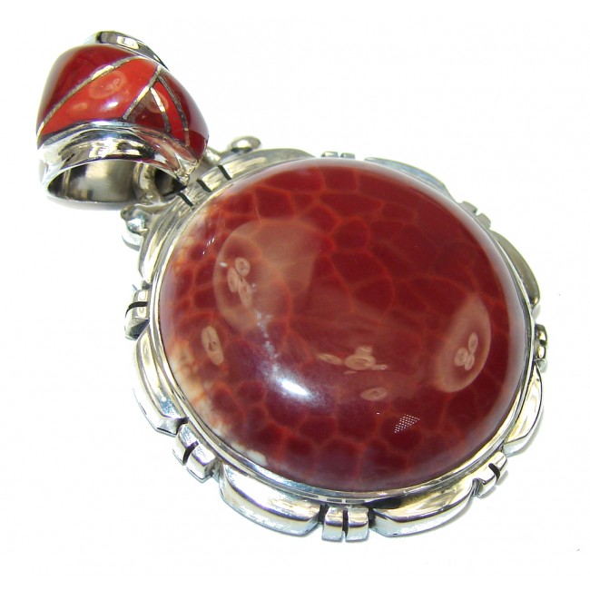 Excellent! Mexican Fire Agate Sterling Silver Pendant