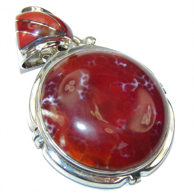 Fantastic Mexican Fire Agate Sterling Silver Pendant