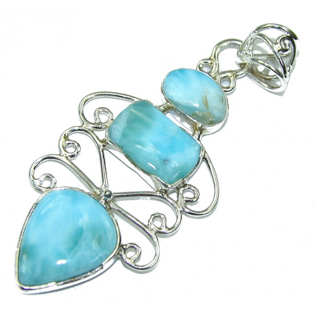Passion AAA Blue Larimar Sterling Silver Pendant