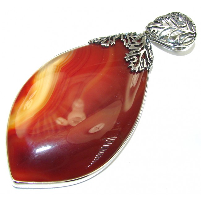 Big! Perfect Design! AAA Botswana Agate Sterling Silver Pendant