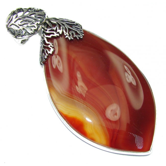 Big! Perfect Design! AAA Botswana Agate Sterling Silver Pendant