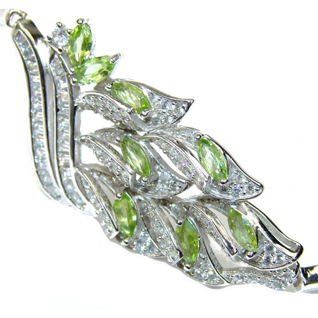 Secret Beauty! AAA Green Peridot & White Topaz Sterling Silver Bracelet