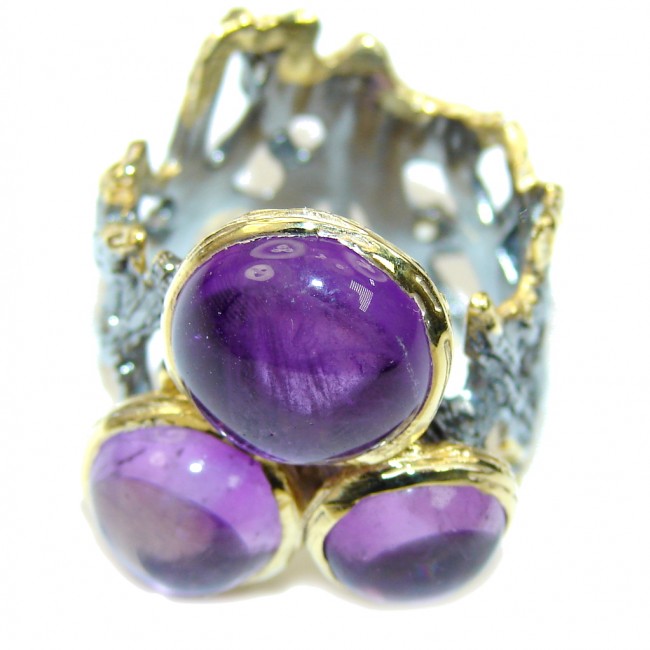 Make A Wish! AAA Purple Amethyst, Gold Plated, Rhodium Plated Sterling Silver ring s. 9