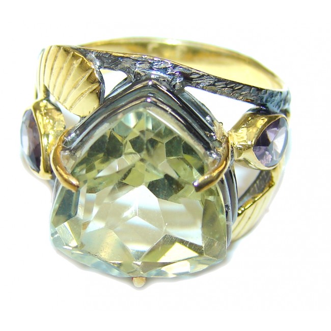 Delicate AAA Citrine & Amethyst, Gold Plated, Rhodium Plated Sterling Silver ring s. 8