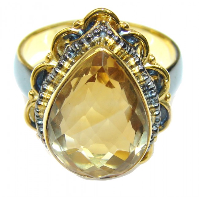 Sun Afire! AAA Citrine, Gold Plated, Rhodium Plated Sterling Silver ring s. 9