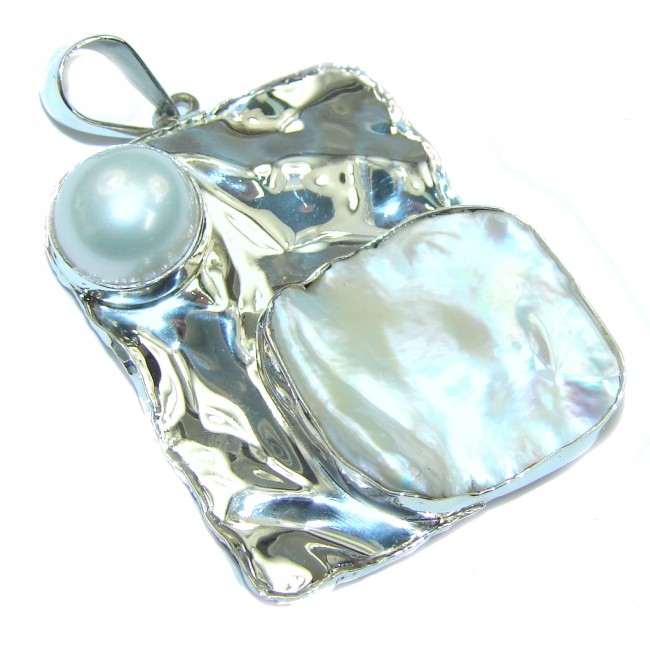 Delicate! Mother Of Pearl & Fresh Water Pearl Sterling Silver Pendant