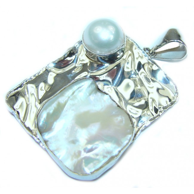 Delicate! Mother Of Pearl & Fresh Water Pearl Sterling Silver Pendant