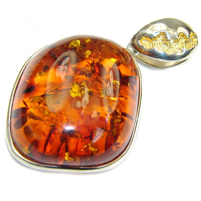 Secret Beauty! AAA Baltic Polish Amber, Gold Plated Sterling Silver Pendant