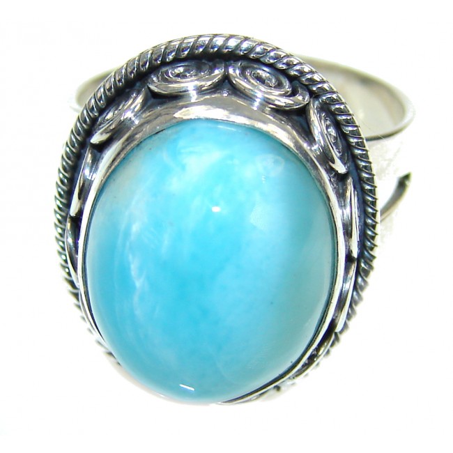 Pacific Glory! Blue Larimar Sterling Silver Ring s. 8